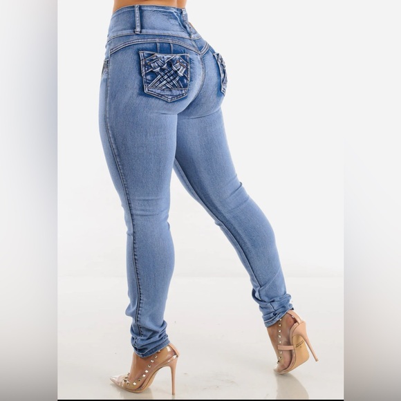 Women’s MX JEANS Levanta Cola High Rise Blue Skinny Jeans Size 28 - Picture 2 of 11